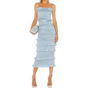 V. Chapman Light Blue Ruffle Midi Dress
